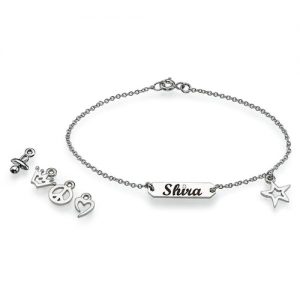 צמיד יהלום שם עם צ'ארמים B5055