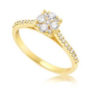 טבעת אירוסין קלודין משובצת יהלומים עגולים דגם R6611