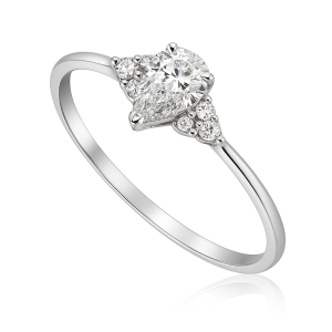 טבעת משובצת יהלום טיפה דגם R9514