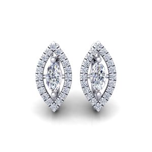 עגילי זהב לבן עם יהלום מרקיזה udiamonds