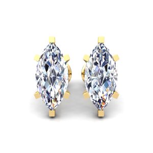 עגילי יהלום חיתוך מרקיזה זהב צהוב 14K